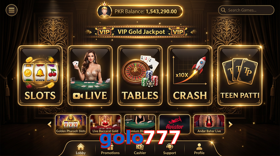Main screen of Golo777 casino page for PK players